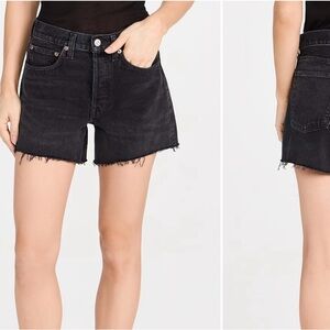 Agolde Black Jean Shorts Raw Hem High-Waisted